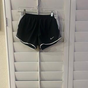 Nike Black and White Athletic Shorts with Curved Hem